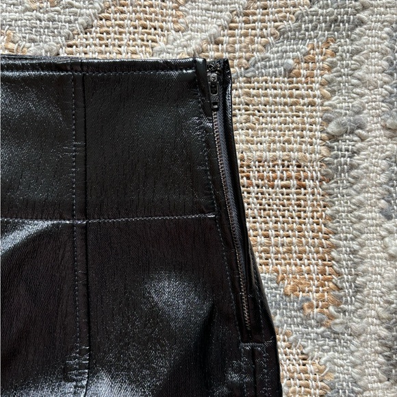 Free People Black Leather Mini Skirt - Picture 2 of 3